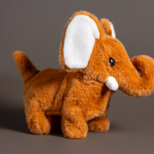 Soft toy, brown, cute, calf, waggind, sound.