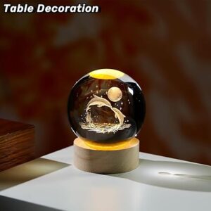 Crystal Ball Night Lamp Warm Colorful Wooden Gift